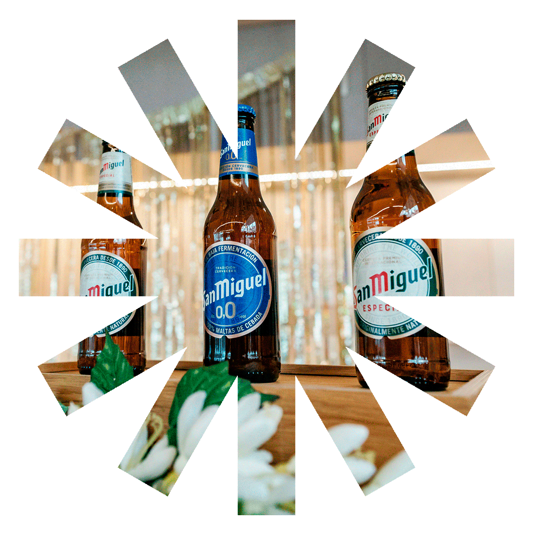 San Miguel event moments featuring beer, people, and venue.