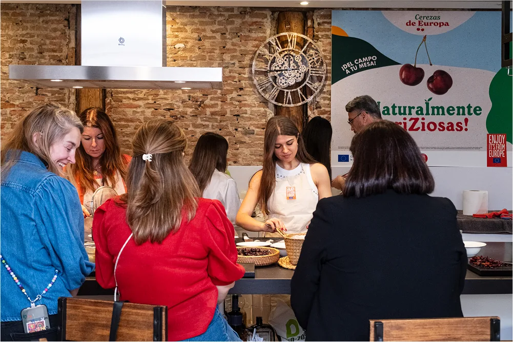Guests attend a European cherries showcooking event organised by Atlas as part of an EU-funded agri-food promotion campaign.